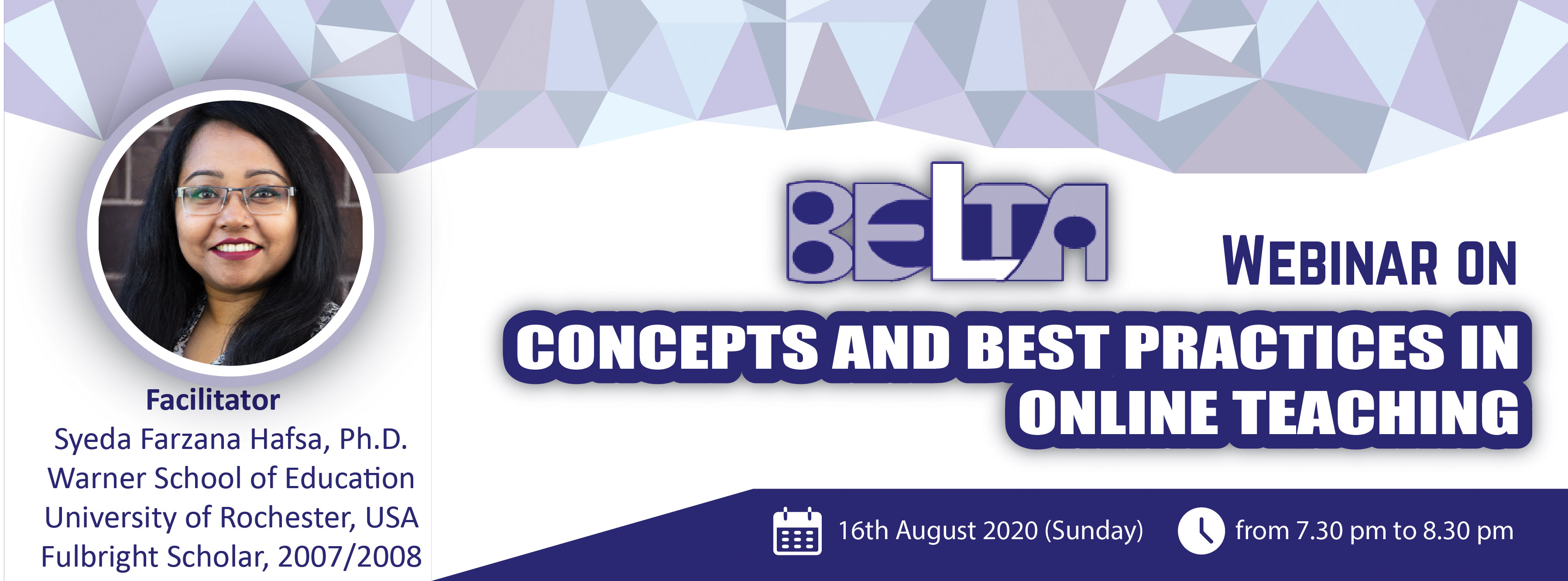 "Concepts and Best Practices in Online Teaching" facilitated by Dr Farzana Hafsa